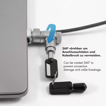 LogiLink NBS015 καθολική κλειδαριά ασφαλείας για notebooks, ultrabooks, MacBook Pro και tablets – γαλβανισμένο συρματόσχοινο, 2 m, μαύρο/ασημί
