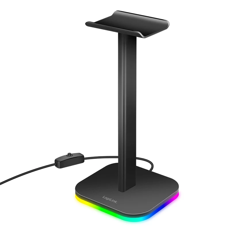 LogiLink Βάση ακουστικών με φωτισμό RGB, Μαύρη
