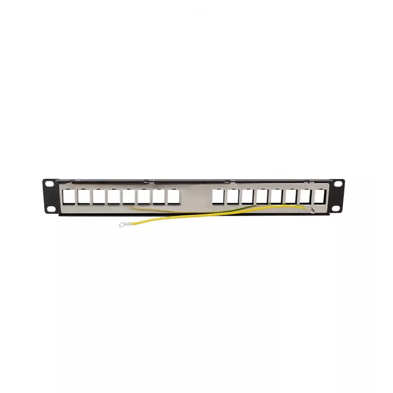 LOGILINK Modular 16-Port Cat.6A Keystone Patchpanel, 19/1U, με 3 κρίκους καλωδίων, Μαύρο