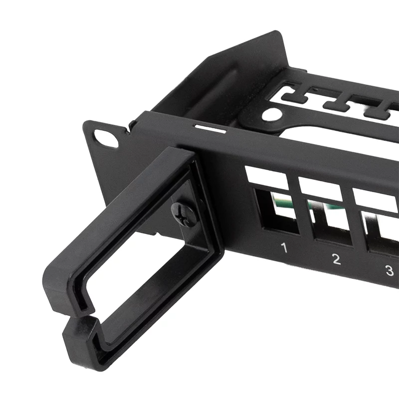LOGILINK Modular 16-Port Cat.6A Keystone Patchpanel, 19/1U, με 3 κρίκους καλωδίων, Μαύρο