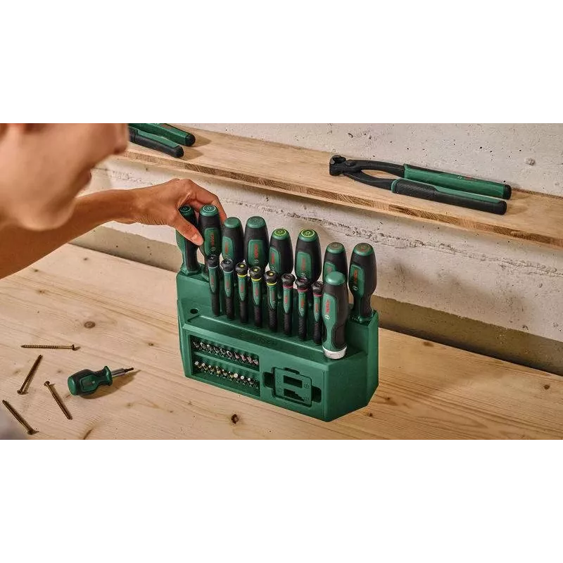 BOSCH Μικτό σετ κατσαβιδιών 39 τεμ. με βάση, Πράσινο/Μαύρο