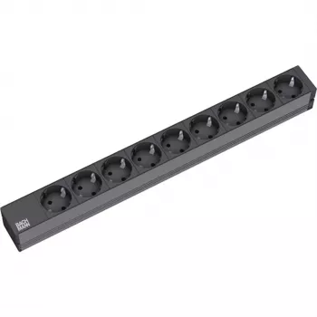 Bachmann Πολύπριζο 19 ιντσών 9x CEE 7/3 Schuko Μαύρο H05VV-F 3G1,5mm² Βύσμα GST18 0,2m