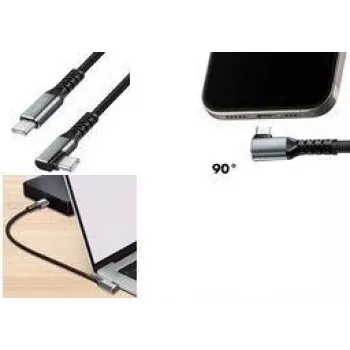 LogiLink USB 3.2 Gen 2 USB-C σε USB-C Γωνιακό καλώδιο, 10 Gbps, 100W, 4K, 1 m, Μαύρο/Γκρι