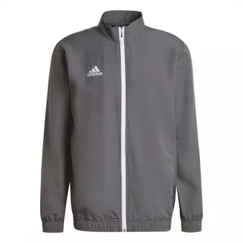 adidas Entrada 22 μπουφάν παρουσίασης ανδρικό γκρι φερμουάρ ανακυκλωμένο πολυεστέρας προπόνηση ποδοσφαίρου