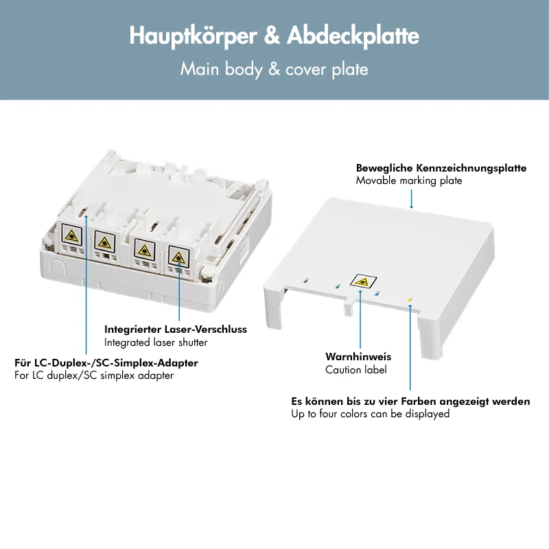 LOGILINK FTTH πρίζα τερματισμού FB1007, 4 θύρες, τοποθέτηση σε τοίχο ή ράγα DIN, λευκό