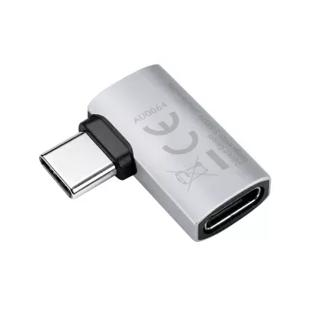 LogiLink USB4 Type-C προσαρμογέας 90°, C/M σε C/F, 40 Gbit/s, 240W, 8K/60Hz, αλουμίνιο, ασημί