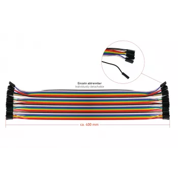 Kabelmeister σετ 40-Pin Jumper Wire, 3 ταινίες (αρσενικό-αρσενικό, θηλυκό-θηλυκό, αρσενικό-θηλυκό), 20 cm, 24 AWG, χρώματα ουράνιου τόξου, για Arduino, Raspberry Pi, Breadboard
