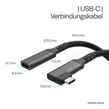 ShiverPeaks Καλώδιο Επέκτασης USB-C USB-C/C 3.2 PD 90° - Καλώδιο - Ψηφιακό/Δεδομένων