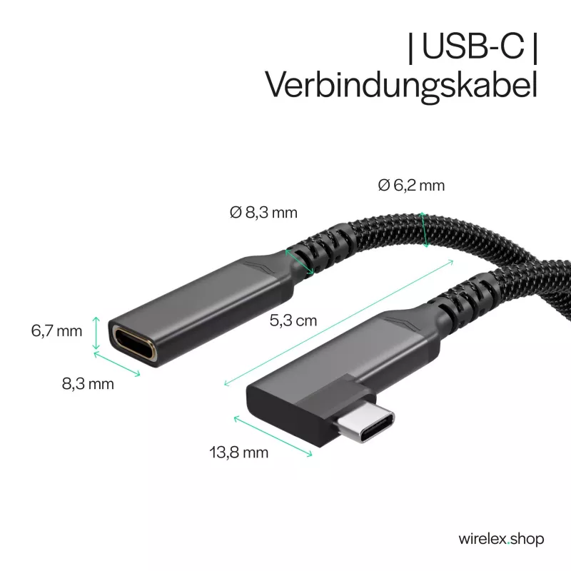 ShiverPeaks Καλώδιο Επέκτασης USB-C USB-C/C 3.2 PD 90° - Καλώδιο - Ψηφιακό/Δεδομένων