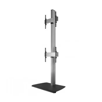 B-TECH AV SYSTEM X - Universal βάση δαπέδου διπλής στοίβαξης για επίπεδες οθόνες (VESA 600 x 400) - 2,4 m, μαύρο