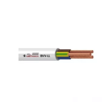 BVV-LL 2x1 mm² Λευκό ηλεκτρολογικό καλώδιο με μόνωση PVC, ρολό 50 m