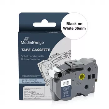 MediaRange MRBTZ261 πλαστικοποιημένη κασέτα ετικετών 36mm μαύρο σε λευκό για Brother P-Touch