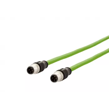 METZ CONNECT M12 D-Codiertes βιομηχανικό καλώδιο Ethernet patch, 4-πολικό βύσμα αρσενικό σε 4-πολικό βύσμα αρσενικό, 5m, PUR Πράσινο