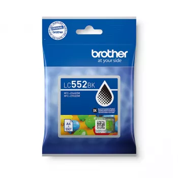 Brother LC552BK Μαύρο Μελανοδοχείο (600 σελίδες, Μελάνι Pigment, Γνήσιο)