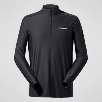 Berghaus 24/7 Tech Tee LS HZ Jet Black ανδρικό μακρυμάνικο μπλουζάκι με μισό φερμουάρ