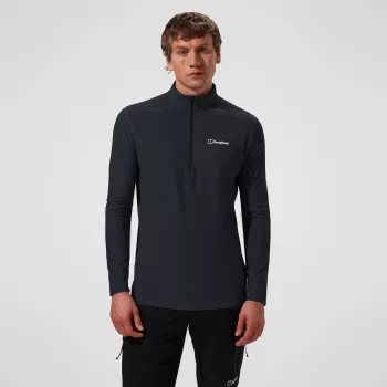 Berghaus 24/7 Tech Tee LS HZ Jet Black ανδρικό μακρυμάνικο μπλουζάκι με μισό φερμουάρ