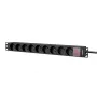 Πολύπριζο Caymon PSR109FS/B 19 inch 1U 9 θέσεων Γαλλικού τύπου E με καλώδιο 2,5 m, Μαύρο