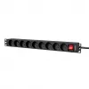 Πολύπριζο Caymon PSR109FS/B 19 inch 1U 9 θέσεων Γαλλικού τύπου E με καλώδιο 2,5 m, Μαύρο