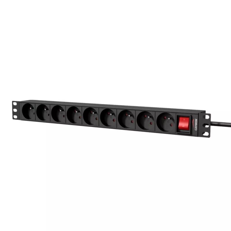 Πολύπριζο Caymon PSR109FS/B 19 inch 1U 9 θέσεων Γαλλικού τύπου E με καλώδιο 2,5 m, Μαύρο