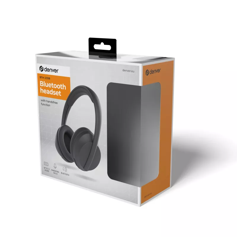 Denver BTH-235B Ασύρματα Ακουστικά Over-Ear Bluetooth με Μικρόφωνο, Μαύρο