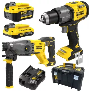 STANLEY V20 18V Σετ μπαταριακού κρουστικού δραπάνου & κρουστικού κατσαβιδιού με μπαταρίες 4.0Ah και 2.0Ah