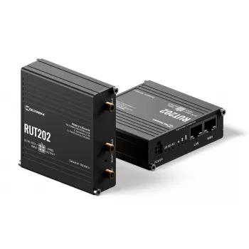 Teltonika Networks RUT202 4G LTE Wi-Fi router, Dual-SIM, 2x Ethernet, τοποθέτηση σε ράγα DIN/τοίχο, αλουμίνιο