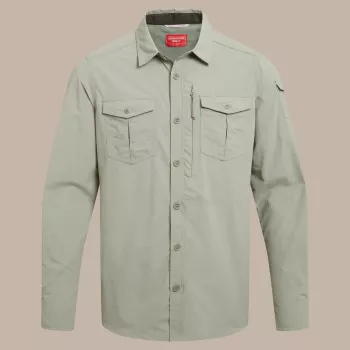 Craghoppers NosiLife Adventure LS Shirt III - ανδρικό πουκάμισο ταξιδιού με μακρύ μανίκι, Bay Leaf, μέγεθος L