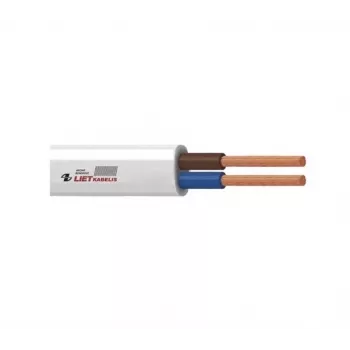 H05VVH2-F 2x1 mm² λευκό εύκαμπτο επίπεδο καλώδιο PVC, δίδυμο καλώδιο, 50m