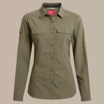 Craghoppers NosiLife Adventure LS Shirt III γυναικείο μακρυμάνικο αντικουνουπικό πουκάμισο, Wild Olive, μέγεθος M