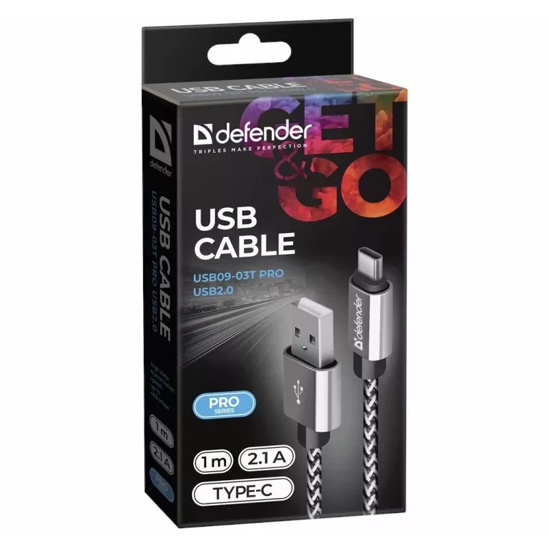 Defender Καλώδιο USB-A σε USB-C 1,0 m 2,1 A Λευκό