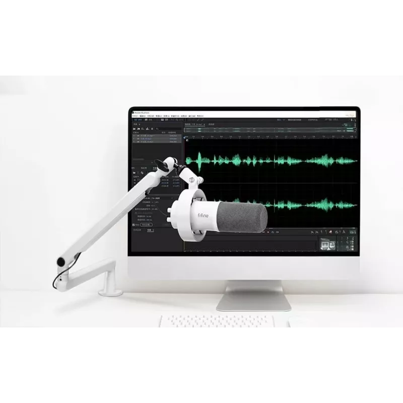 FIFINE T688W Δυναμικό μικρόφωνο με βραχίονα, USB/XLR, λευκό