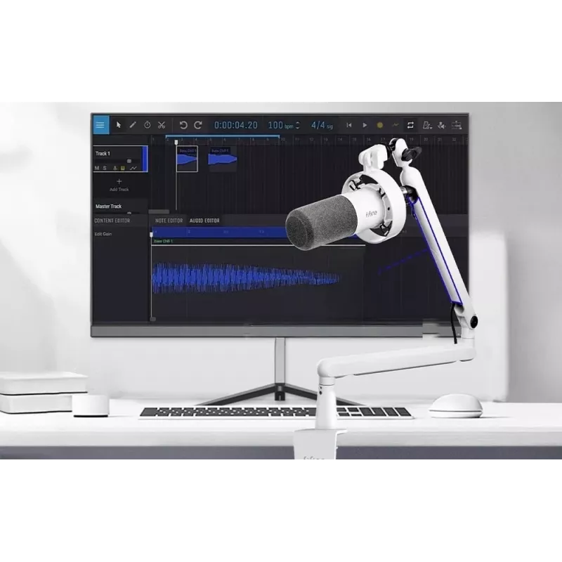 FIFINE T688W Δυναμικό μικρόφωνο με βραχίονα, USB/XLR, λευκό