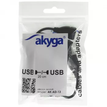 AKYGA AK-AD-13 USB 2.0 4-Port Hub, Μαύρο