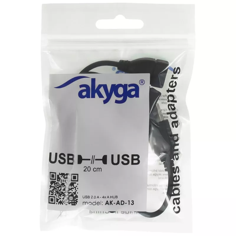 AKYGA AK-AD-13 USB 2.0 4-Port Hub, Μαύρο