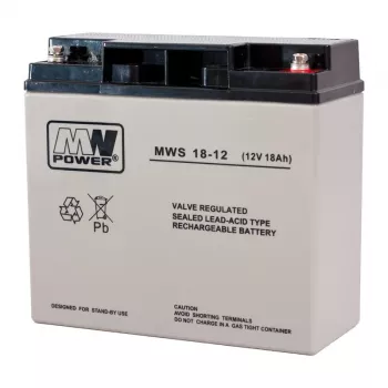 MPL POWER ELEKTRO MPL MW POWER MWS 18-12 Μπαταρία UPS μολύβδου-οξέος VRLA AGM χωρίς συντήρηση 12 V 18 Ah Μαύρο, Γκρι