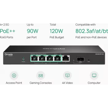 TP-Link Omada Easy Managed 5-Port 2.5G PoE++ Switch με 10G SFP+ Uplink (ES206XPP-M2)