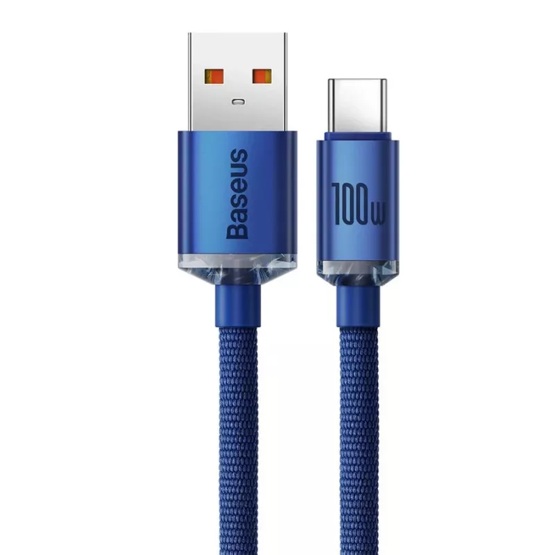 Baseus USB-A σε USB-C Καλώδιο Crystal Shine 100W 1,2m Μπλε
