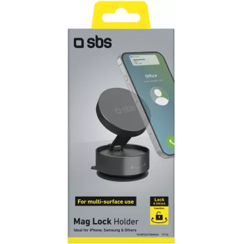 SBS TESUPSUCTIONMAG Μαγνητική βάση με βεντούζα για smartphones, Μαύρο