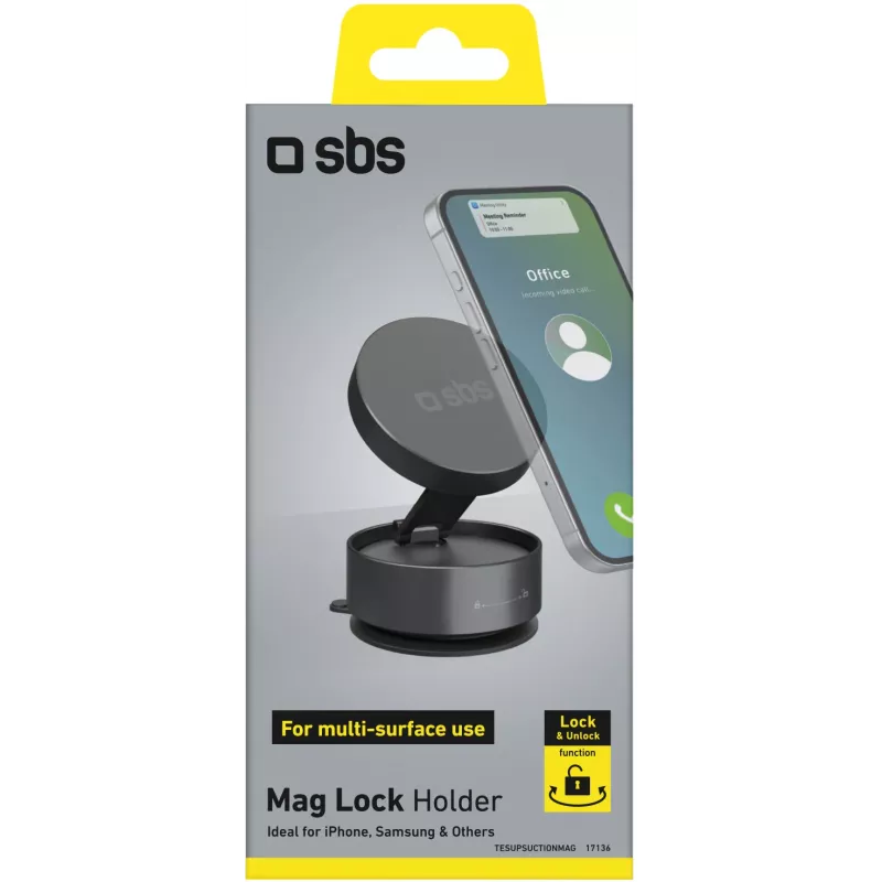 SBS TESUPSUCTIONMAG Μαγνητική βάση με βεντούζα για smartphones, Μαύρο