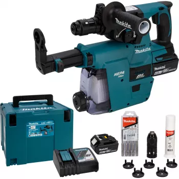 Makita DHR243JWX2 18V brushless SDS-Plus 3-mode μπαταρίας κρουστικό δράπανο με 2x 5,0Ah μπαταρίες, φορτιστή και βαλίτσα Makpac