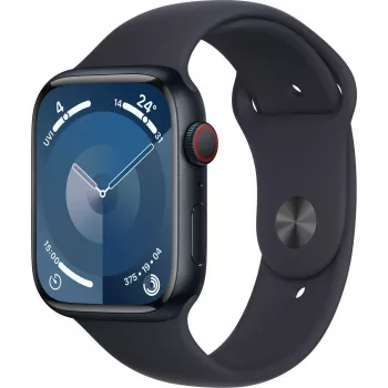 Apple Watch 9 GPS + Cellular 45mm, Μεσάνυχτα, Sport Band M/L (MRMD3ET/A)