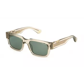POLICE SPLP24-5406S9 Ανδρικά Polarized Ορθογώνια γυαλιά ηλίου, Μαύρος σκελετός, Γκρι φακοί, 54/20/145 mm