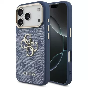 Guess 4G Classic Logo Θήκη για Apple iPhone 18 Pro / 17 Pro, Μπλε με χρυσές λεπτομέρειες