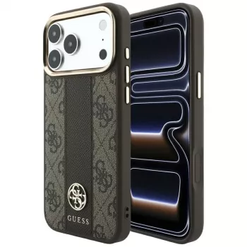 Guess 4G Stripe Round and Classic Logos MagSafe-Θήκη για iPhone 18 Pro / 17 Pro - Καφέ