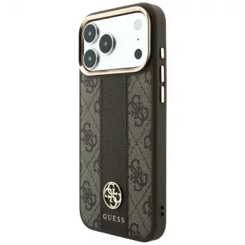Guess 4G Stripe Round and Classic Logos MagSafe-Θήκη για iPhone 18 Pro / 17 Pro - Καφέ