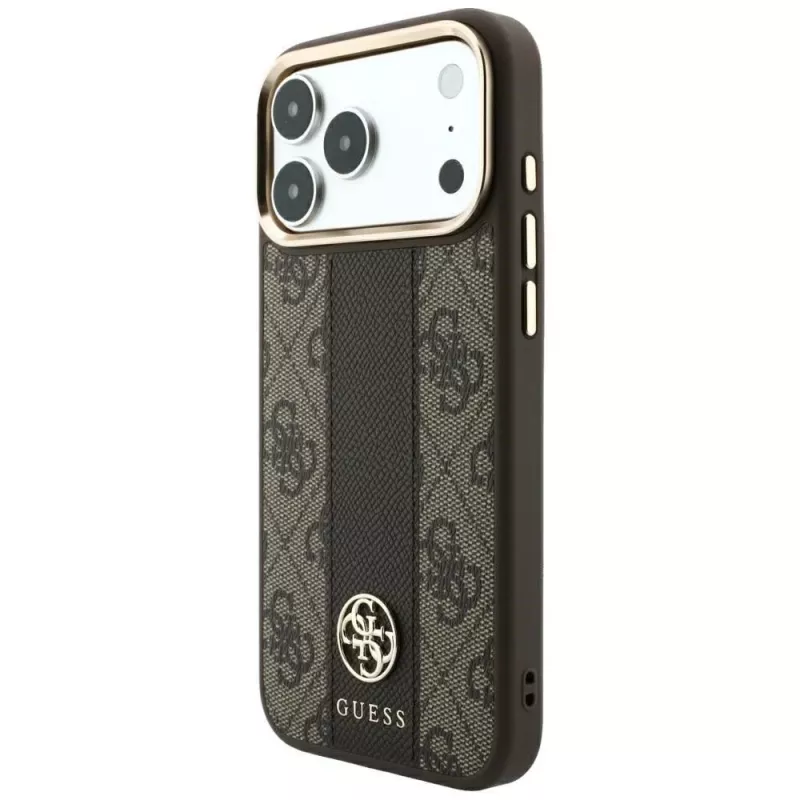 Guess 4G Stripe Round and Classic Logos MagSafe-Θήκη για iPhone 18 Pro / 17 Pro - Καφέ