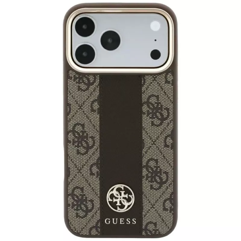 Guess 4G Stripe Round and Classic Logos MagSafe-Θήκη για iPhone 18 Pro / 17 Pro - Καφέ