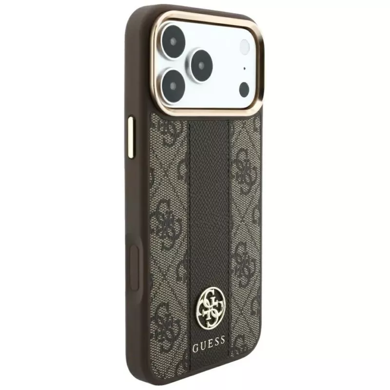 Guess 4G Stripe Round and Classic Logos MagSafe-Θήκη για iPhone 18 Pro / 17 Pro - Καφέ