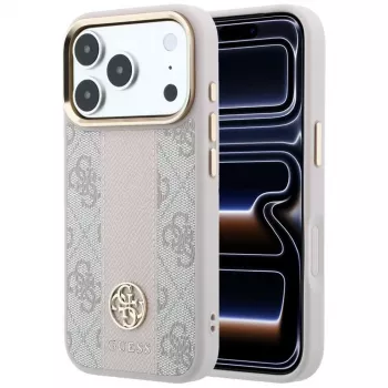 Guess 4G Stripe Round & Classic Logos MagSafe θήκη για iPhone 18 Pro / 17 Pro - ροζ