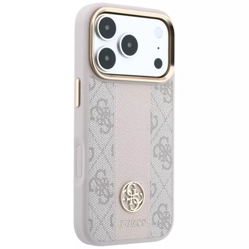 Guess 4G Stripe Round & Classic Logos MagSafe θήκη για iPhone 18 Pro / 17 Pro - ροζ